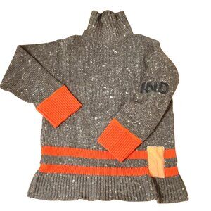 DIESEL VTG Knitting Co Wool Blend Turtleneck Sweater Brown Gray Italy Chunky OS